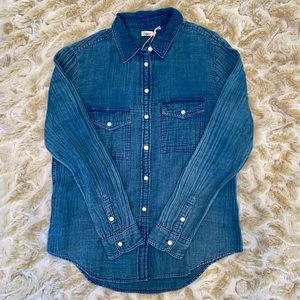 🆕 NWT| Faherty | Dream Cotton Gauze Botton-Down Shirt, Indigo, Size M